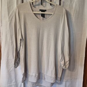 Grace Elements Layered Chiffon-Hem Tunic in Light Gray
